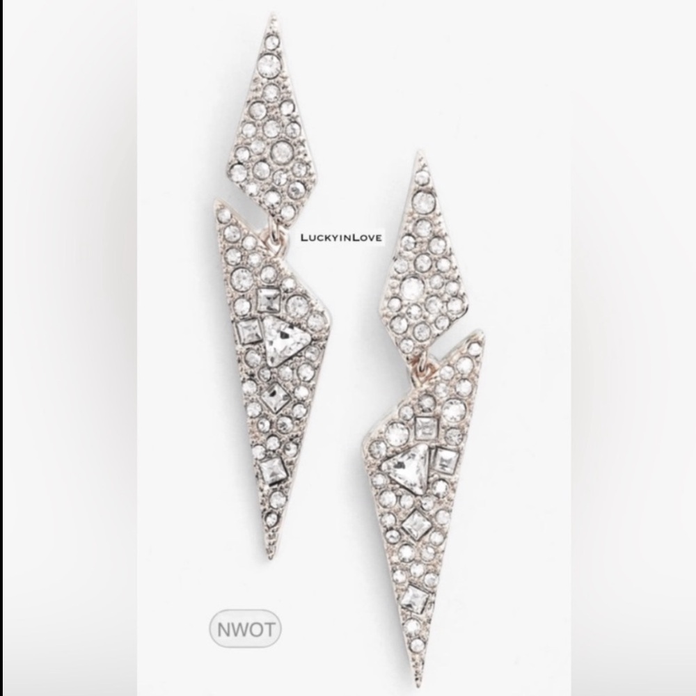 ALEXIS BITTAR • Silver Crystal Encrusted Origami Shards Post Earrings